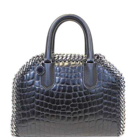 STELLA MCCARTNEY Falabella Box Crocodile Top Handle Bag Black