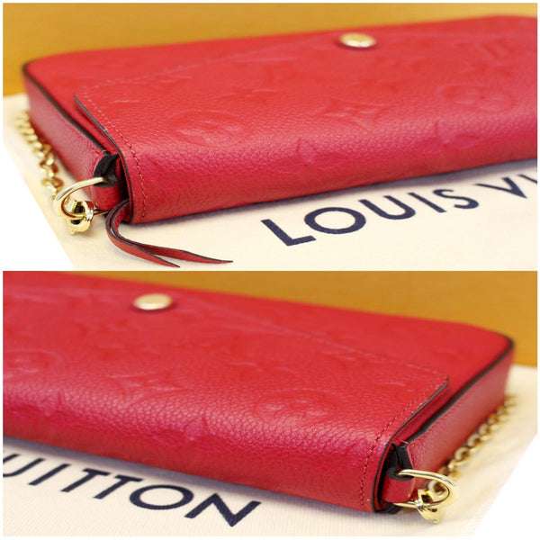 LOUIS VUITTON Pochette Felicie Monogram Empreinte Chain Wallet Red