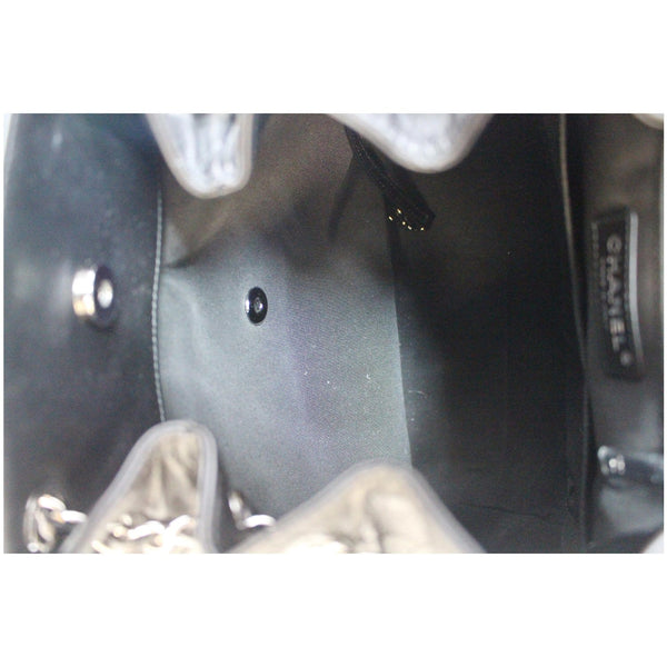 CHANEL Drawstring Bucket Quilted Lambskin Leather Shoulder Bag Black