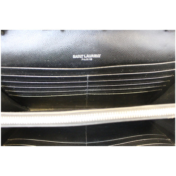 YVES SAINT LAURENT Monogram Grain De Poudre Chain Wallet Black