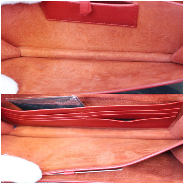 YVES SAINT LAURENT Zoe Lambskin Leather Shoulder Bag Red