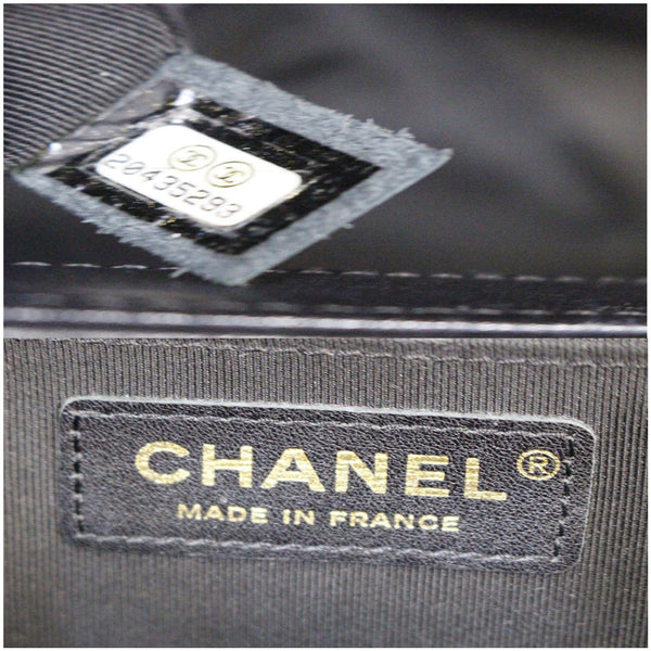 Chanel Le Boy Medium Flap Bag Caviar Leather Black logo view