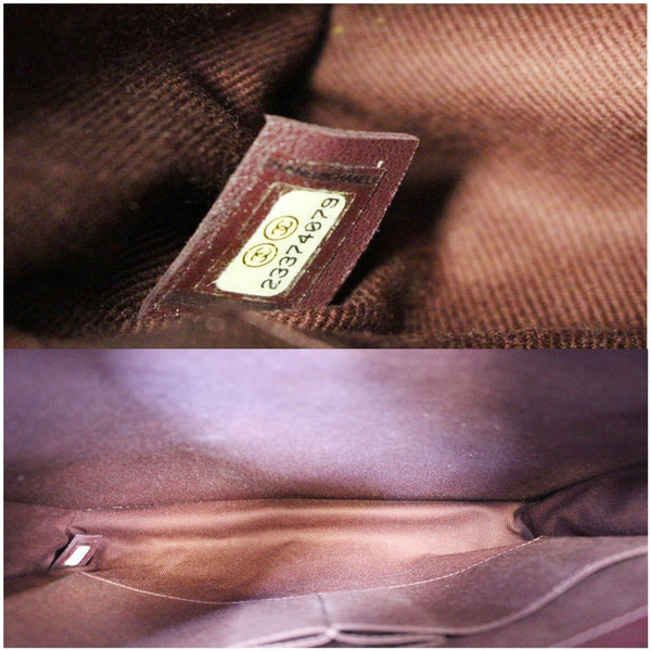 Chanel Flap Bag Quilted Sheepskin With Handle Burgundy interior