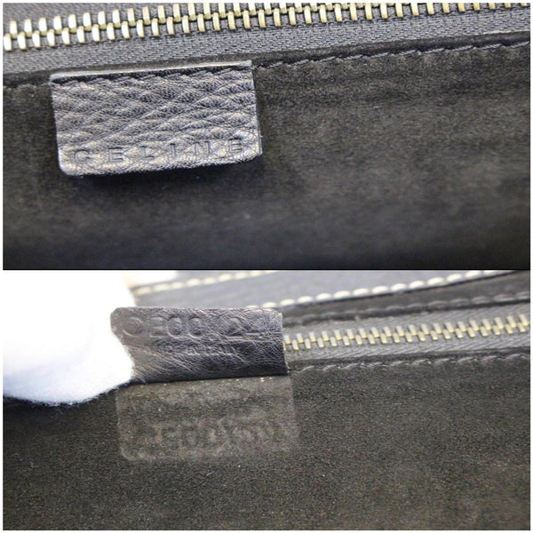 Celine Bag-Celine Buckle Leather Satchel Bag Black-Tag