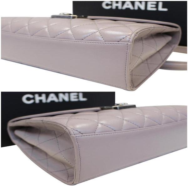 used Chanel Flap Bag Quilted Sheepskin with Handle Lilac