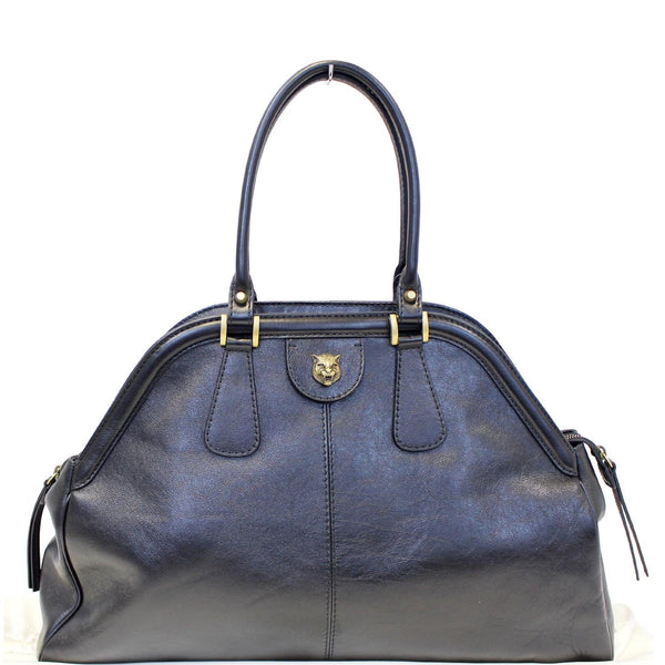 GUCCI Rebelle Top Handle Black Leather Satchel Handbag-US