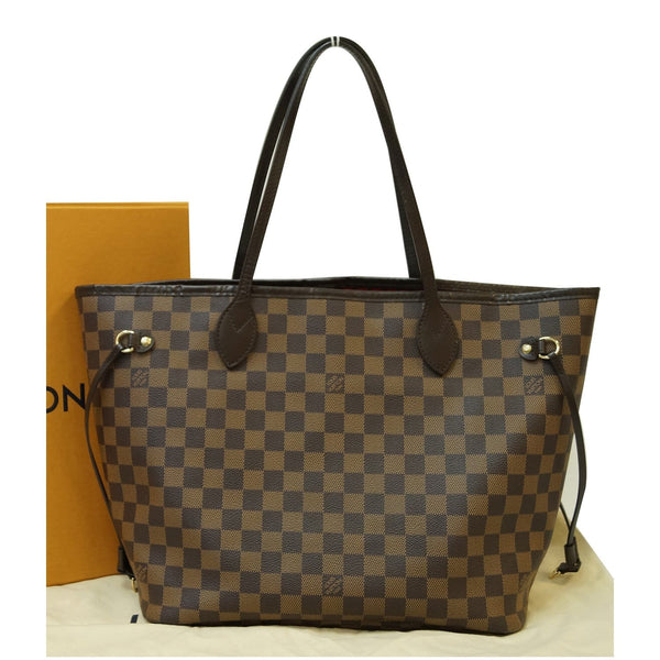 Louis Vuitton Neverfull MM Damier Ebene Tote Bag Brown strap