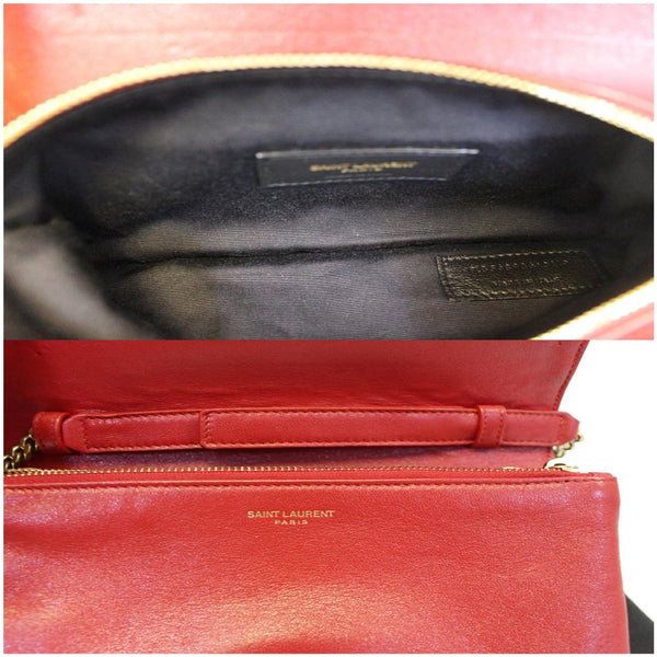 YVES SAINT LAURENT Angie Chain Diamond Quilted Lambskin Shoulder Bag Red