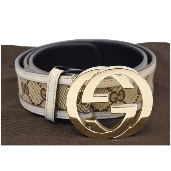 GUCCI Interlocking G Buckle GG Monogram Belt Beige 90/36