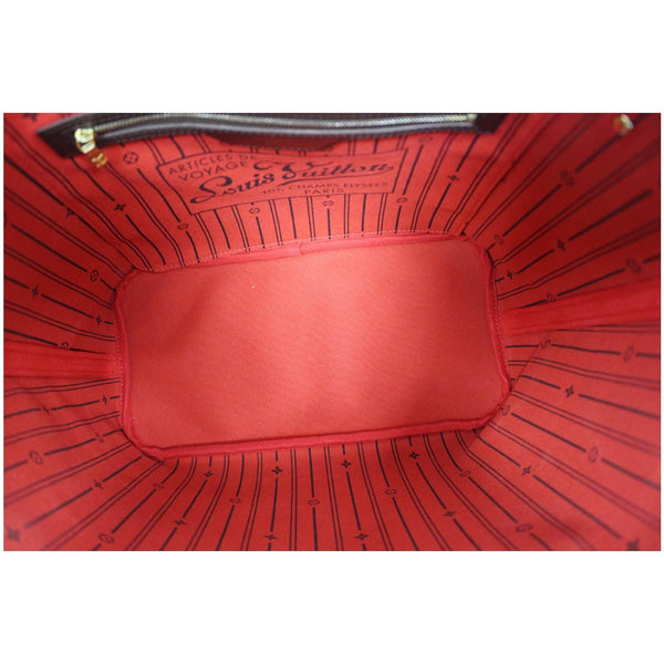 LV Neverfull MM Damier Ebene Bag red interior