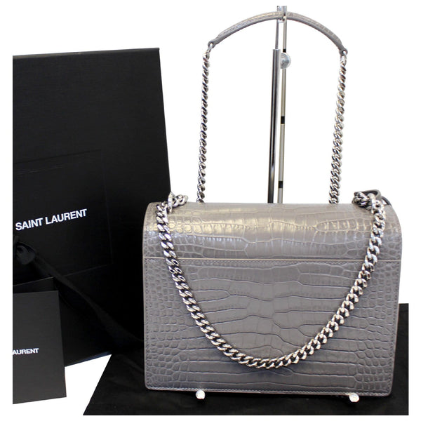 SAINT LAURENT Sunset Medium Crocodile Embossed Leather Crossbody Bag-US