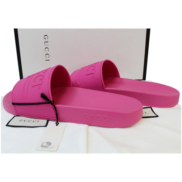 GUCCI Logo Rubber Slide Sandal Pink Size 11 522887