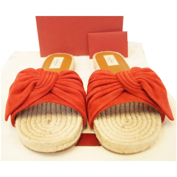 Valentino Slide Sandal Tropical Bow Espadrille Red - full view