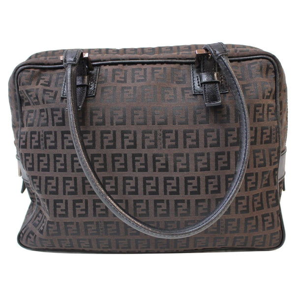 FENDI Top Handle Zucca Fabric Canvas Tote Brown
