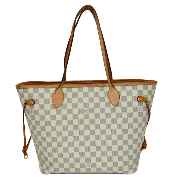 LOUIS VUITTON Neverfull MM Damier Azur Tote Bag Rose Ballerine
