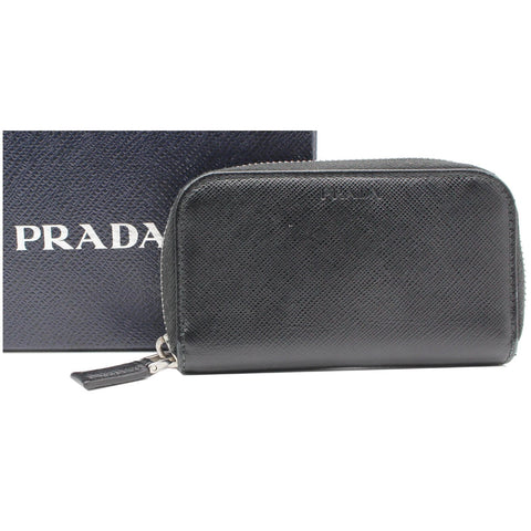 PRADA Saffiano Leather Key Case Holder Black - Final Sale
