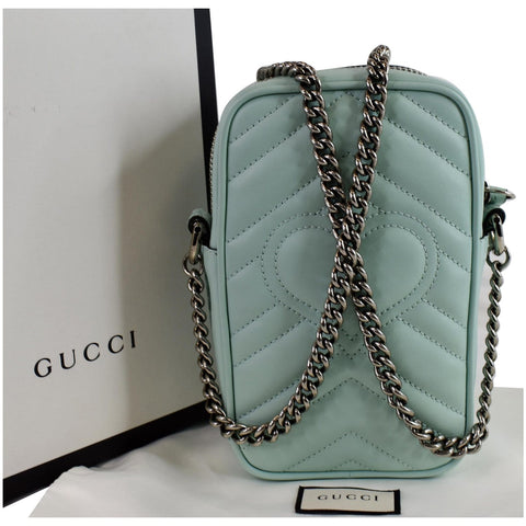 GUCCI GG Marmont Mini Matelasse Leather Corssbody Bag Mint 598597
