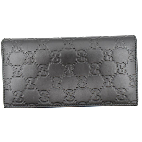 Used Gucci Continental Long Guccissima Leather Wallet Black