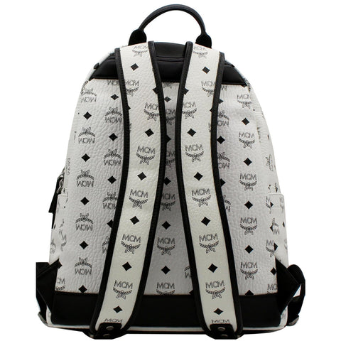 MCM Stark Visetos Coated Canvas Backpack Bag White