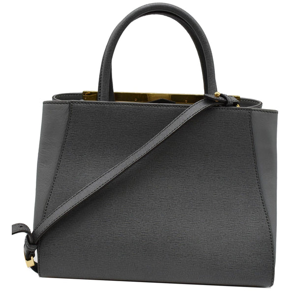 FENDI Petite 2Jours Vitello Elite Leather Tote Shoulder Bag Grey
