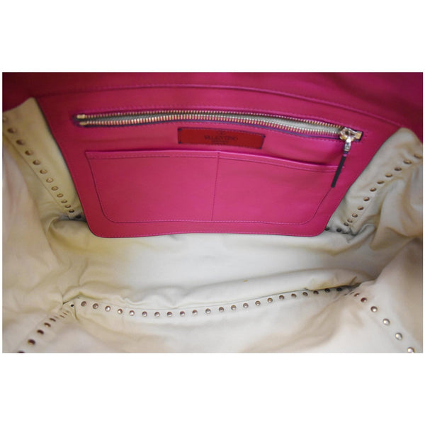 VALENTINO Rockstud Leather Medium Tote Shoulder Bag Pink