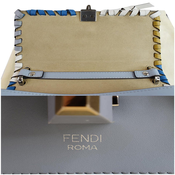 FENDI Vitello Liberty Whipstitch Bow Small Kan I Shoulder Bag Light Blue - Final Sale
