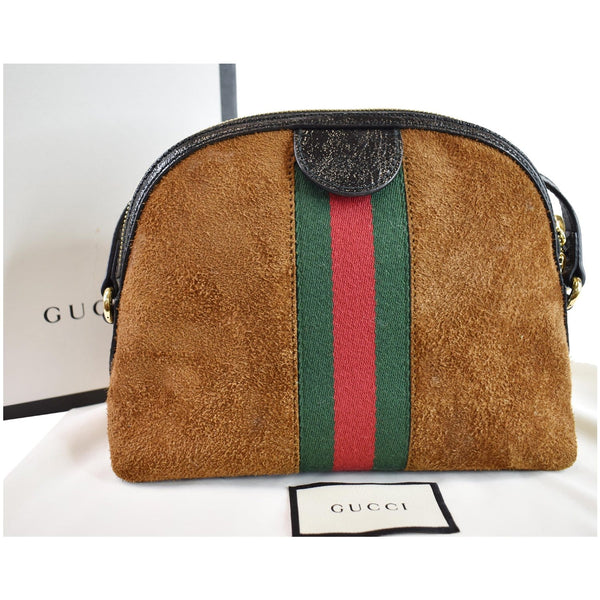 GUCCI Ophidia GG Small Suede Shoulder Bag Brown 499621
