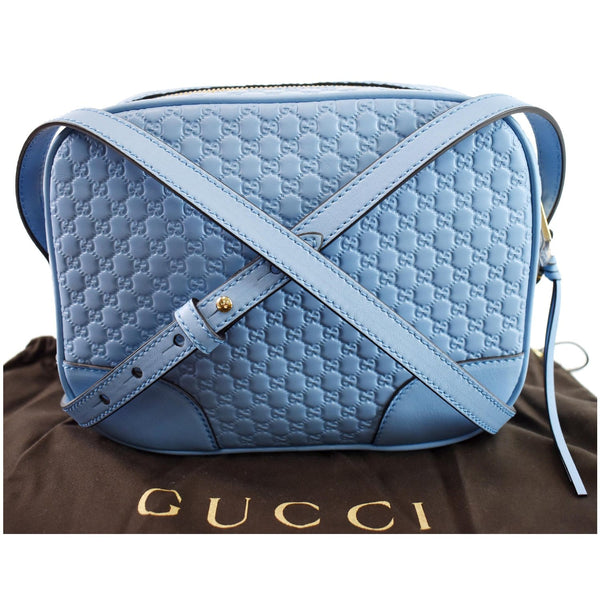 GUCCI Bree Micro GG Guccissima Leather Crossbody Bag Light Blue 449413