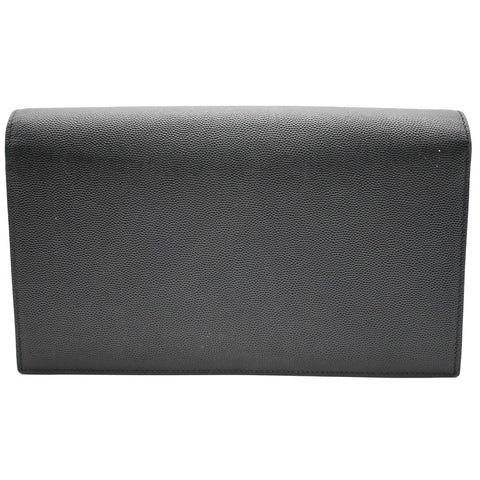 YVES SAINT LAURENT Kate Pebbled Leather Clutch Wallet Black