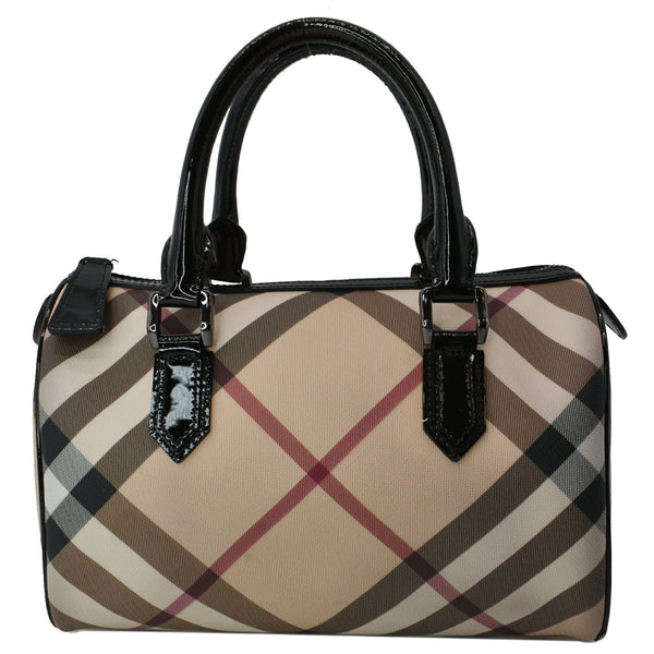 BURBERRY Small Chester Nova Check Patent Bowling Bag Black