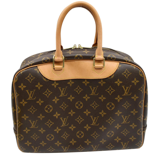 LOUIS VUITTON Deauville Boston Monogram Canvas Satchel Bag Brown