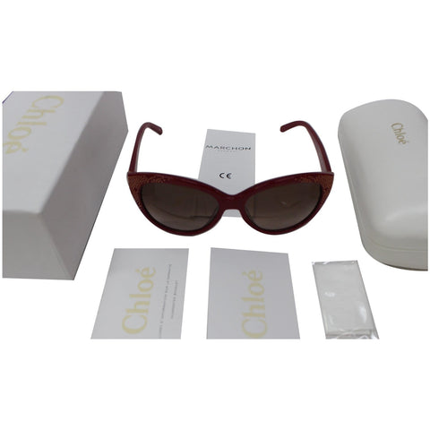 Chloe CE627S 613 56 Cat Eye Women Red Sunglasses Brown Lens