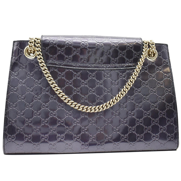 GUCCI Emily Large Guccissima Patent Leather Shoulder Bag Dark Violet 295403