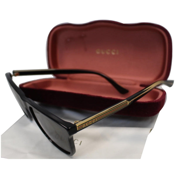 GUCCI Web Rectangle Sunglasses GG0381S Black