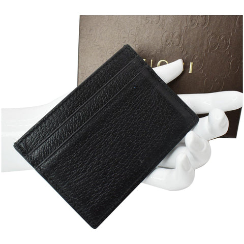 GUCCI Animalier Bee Leather Card Case Black 523685