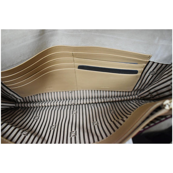 FENDI Tricolor Leather Fendista Envelope Clutch Beige
