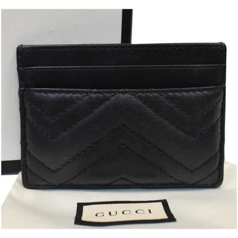 GUCCI GG Marmont Leather Card Case Black 443127