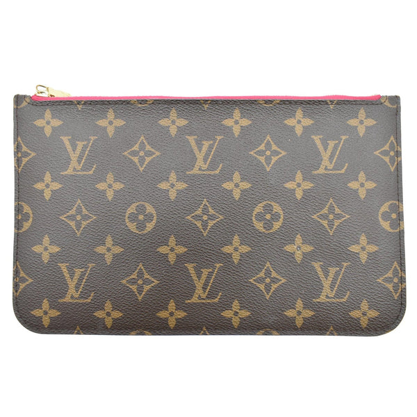 LOUIS VUITTON Neverfull MM Monogram Canvas Pochette Wristlet Pouch Brown