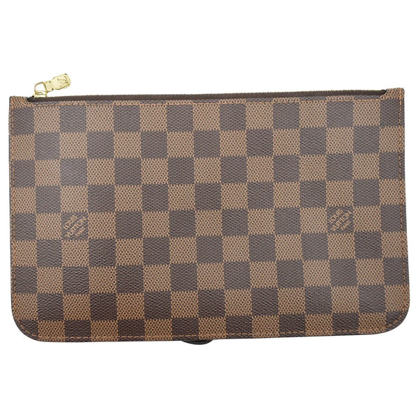 LOUIS VUITTON Neverfull MM Damier Ebene Pochette Wristlet Pouch Brown
