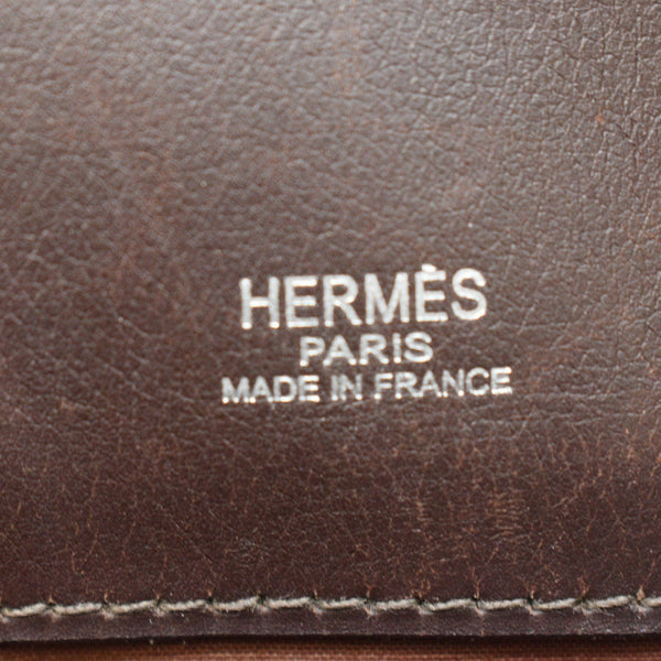 HERMES Heeboo Canvas Top Handle Satchel Bag Brown
