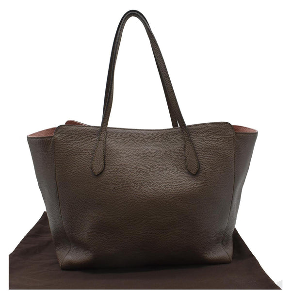 GUCCI Swing Pebbled Calfskin Leather Tote Bag Taupe 354397