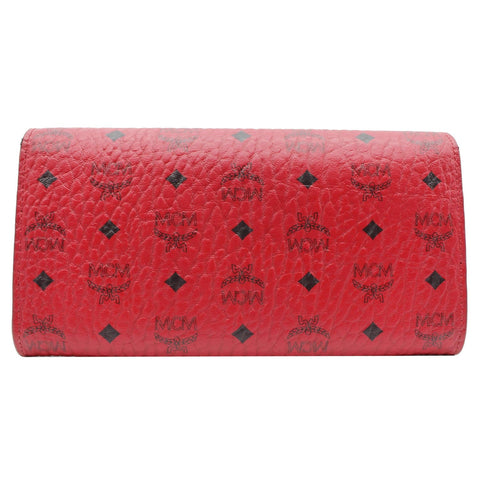 MCM Visetos Large Monogram Coated Canvas Wallet Red