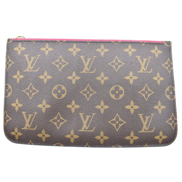 LOUIS VUITTON Neverfull MM Monogram Canvas Pochette Wristlet Pouch Brown