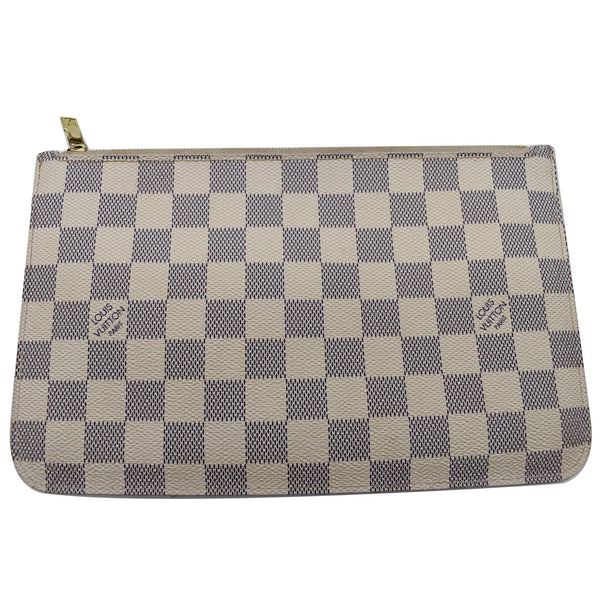 LOUIS VUITTON Neverfull MM Damier Azur Pochette Wristlet Pouch White