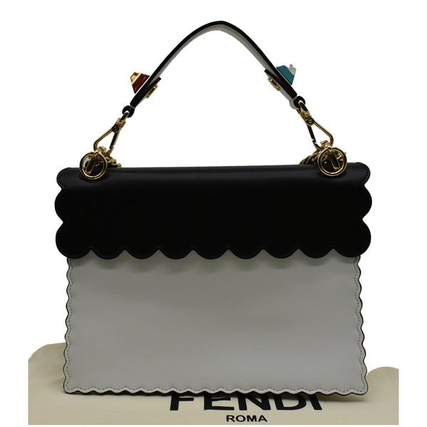 FENDI Vitello Liberty Kan I Bicolor Leather Shoulder Bag Black