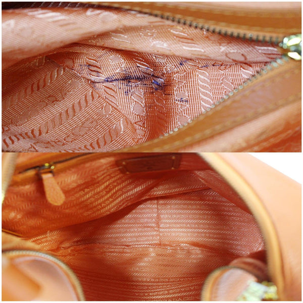 PRADA Vitello Daino Pebbled Leather Hobo Bag Orange