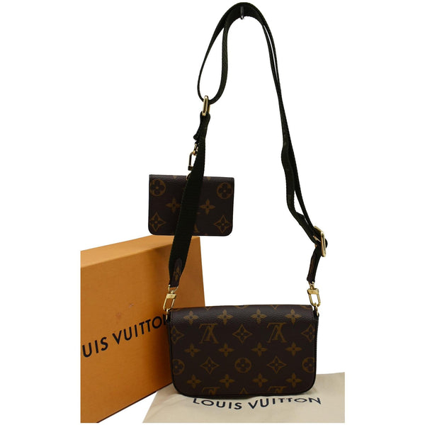 LOUIS VUITTON Felicie Strap & Go Pochette Monogram Canvas Crossbody Bag Khaki Green