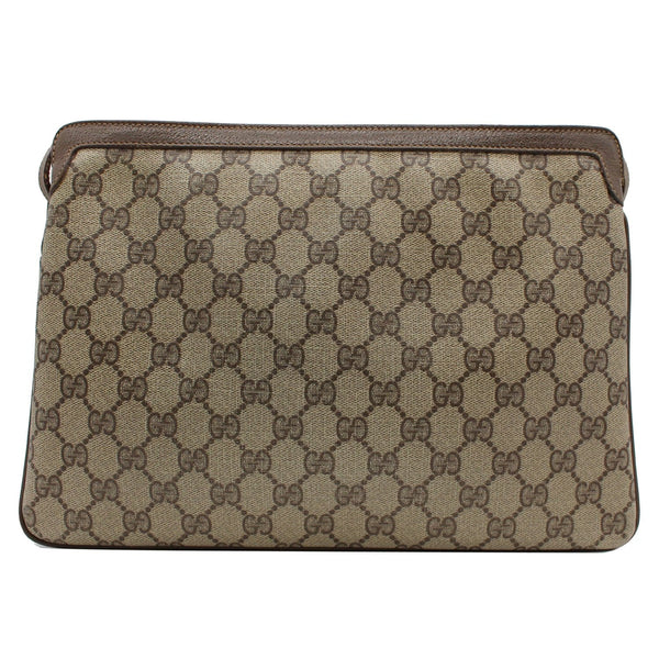 GUCCI Vintage Web Detail GG Canvas Shoulder Bag Beige