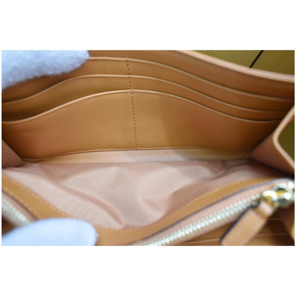 MCM Patricia Visetos Monogram Crossbody Chain Wallet Cognac