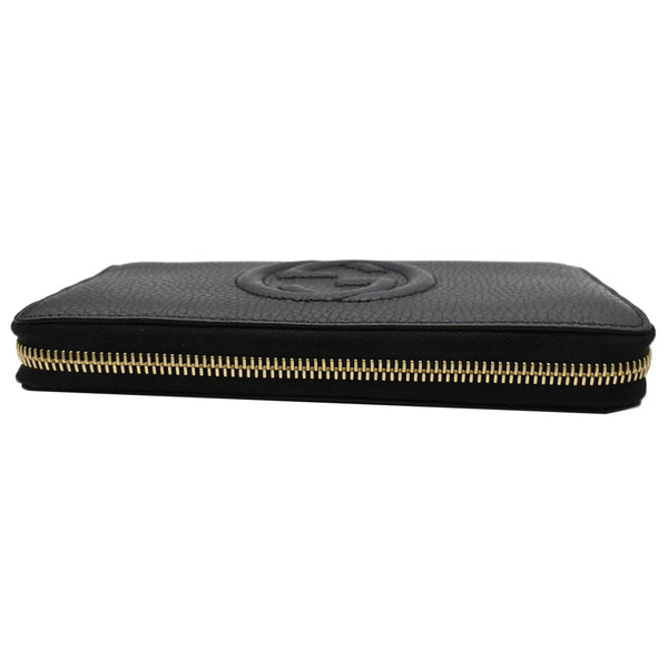 GUCCI Soho Zip Around Pebbled Calfskin Leather Wallet Black 598187